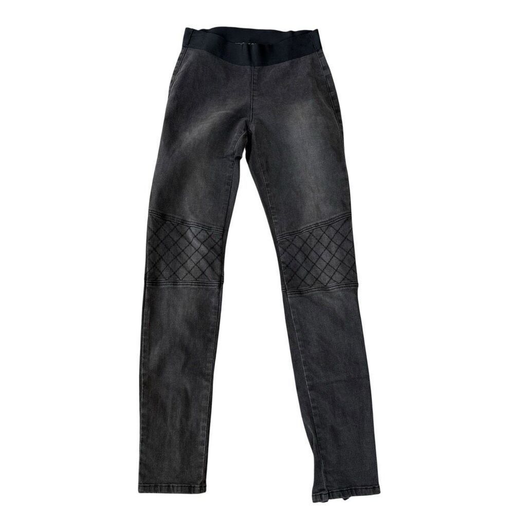 Cabi moto Jeans legging washed black denim pull on back zip stretch size 4